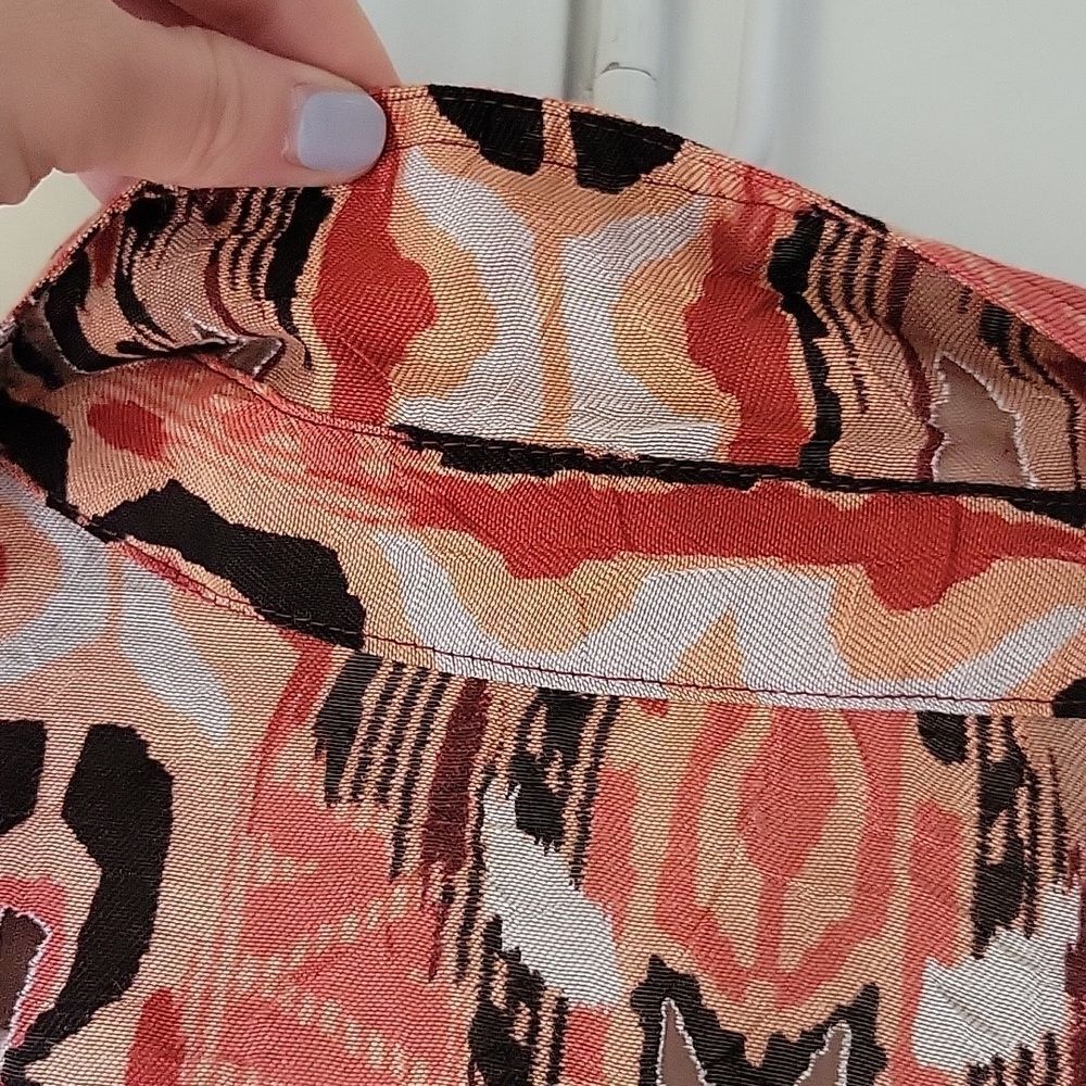 Ruby Rd. Button Down Size 16 Sheer Orange Black 3… - image 5